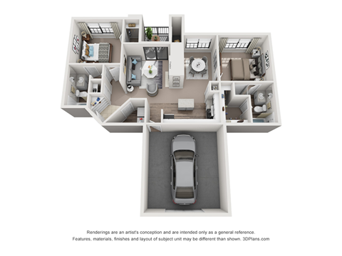 Two Bedroom Two Bathroom Floorplan 1096